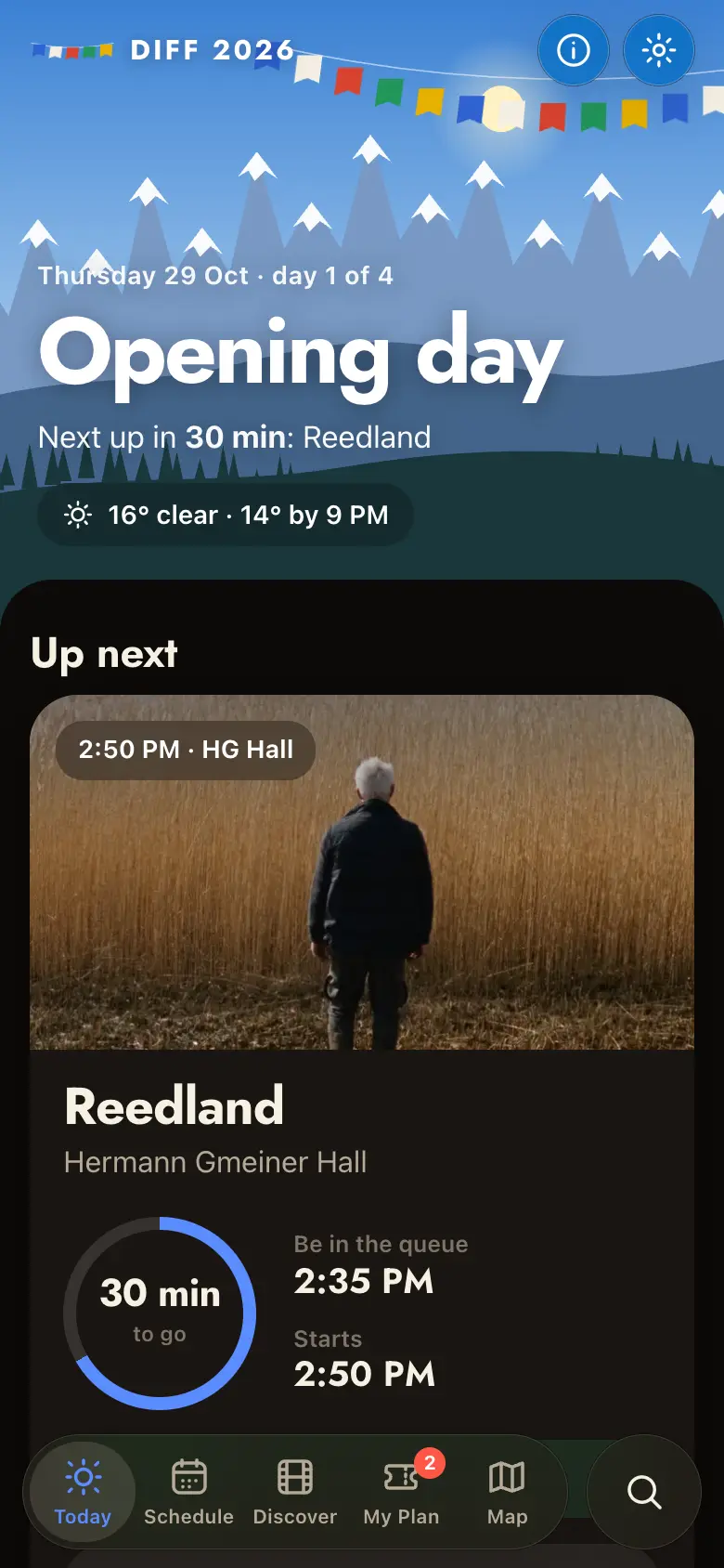The app on the festival's opening day